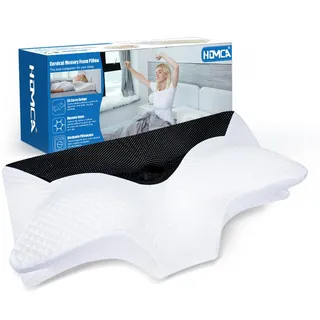 HOMCA Orthopädisches Kissen Memory Foam Nackenstützkissen für HWS Ergonomisches Kopfkissen für Rücken-, Seiten- und Bauchschläfer, Schwarz, 70 x 40 x 8.5/14cm