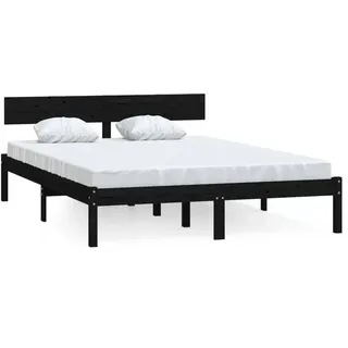 vidaXL Massivholzbett Schwarz 120x190 cm - Schwarz