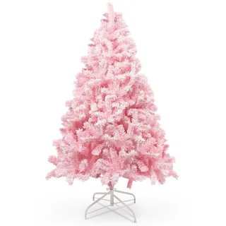 Uten Rosa Künstlicher Weihnachtsbaum, 150 cm Schneeflocker Künstlicher Tannenbaum, mit 480 Zweigspitzen und Faltbarem Ständer, für Weihnachtsdekoration im Innen- und Außenbereich