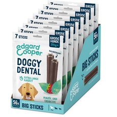 Edgard & Cooper Snacks 56 Dental Stick Großer Hund Natural 8x7 Kaustangen Zahnpflege Minze & Erdbeere, Einmal täglich, Kalorienarm, Langes Kauen Effizient, Frischer Atem