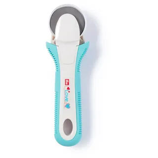 Prym Love 610473 Rollschneider „Omnicut“ – Ø 45 mm – ergonomischer Stoffschneider mit Sicherheitsmechanismus – für Patchwork, Quilten & Nähen – geeignet für Rechts- & Linkshänder – mint/weiß