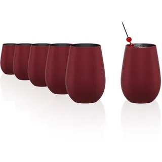 Stölzle Lausitz Wassergläser Elements metallic Rot/Schwarz 6er-Set 465 ml – Allroundgläser für Wasser, Saft & Cocktails – Hochwertige Trinkgläser aus Kristallglas – Spülmaschinengeeignet & stoßfest