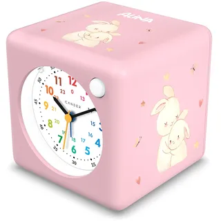 Personalisierter Kinderwecker mit Namen und Motiven I Lautloser analoger Wecker mit Nachtlicht ohne Ticken I Lernuhr für Kinder, batteriebetrieben für Schule, Kindergarten und Nachttisch