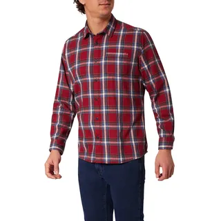 Langarmhemd, Herren, Gr. XXL, N-Gr, bunt (rhubarb check), Web, Obermaterial: 100% Baumwolle, PIONEER AUTHENTIC JEANS, kariert, regular fit Po-bedeckend, ohne Ausschnitt, Manschette, Hemden Langarmhemd, mit Brusttasche