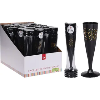EH Prosecco/Champagner Glaser - 4x - schwarz/gold - 130 ml - Schwarz