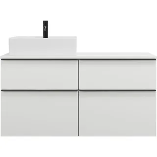 burgbad Eqio Keramik-Aufsatzwaschtisch quadratisch, links, inklusive Waschtischunterschrank mit 4 Schubladen, Breite 1200mm, SGUS120LF2009C0001G0252