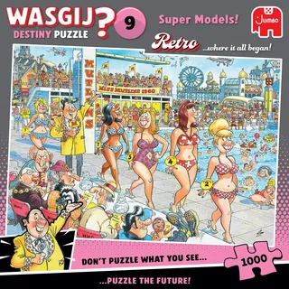 JUMBO Spiele Jumbo 1110100503- Wasgij Retro Destiny 9, Super Models, Comic-Puzzle, 1000 Teile