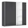 Kleiderschrank Schrank Schwebetürenschrank, 2-türig, grau metallic, Schwarz, mit 1 Spiegel, inkl. Zubehörpaket Basic 2 Kleiderstangen 2 Einlegeböden, BxHxT 218x210x59 cm