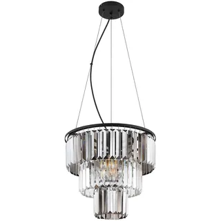 GLOBO Pendelleuchte Metall Glas H/D: ca. 120x40 cm E27, 3 Brennstellen