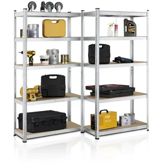 Juskys Lagerregal Metall 180 x 90 x 40 cm Silber