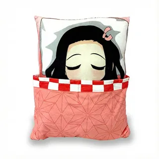 BJPERFMS Demon Nezuko Kissen, Anime Kissen, Nezuko Kopfkissen, Schlafkissen Zierkissen Weich Doppelseitig Pillow, Geburtstag Geschenk für Anime Fans, 30 * 35cm mit Füllung