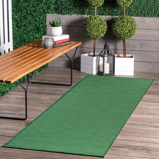 Jimri In- & Outdoor Teppich - Wetterfester Teppich für Balkon, Terrasse, Garten, Wohnzimmer, Küche - Strapazierfähiger Bodenteppich, Widersteht UV-Strahlen & Wasser - Größe 60 x 110 cm, Grün