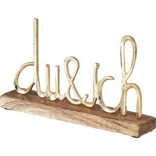 Schriftzug Du Und Ich L25cm Gold Mango Holz Tischdeko Geschenk Aufsteller Deko - Gold