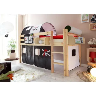 Ticaa Hochbett »Malte« mit Rollrost und in verschiedenen Ausführungen wahlweise mit Matratze, schwarz-weiß