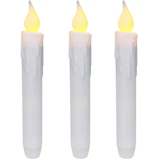 CVHOMEDECO. Flackernde Stabkerzen, LED-Tropfkerzen, flammenlose Kerzen, batteriebetrieben mit Timer, Weiß, 6-3/4 Zoll, 3 Stück