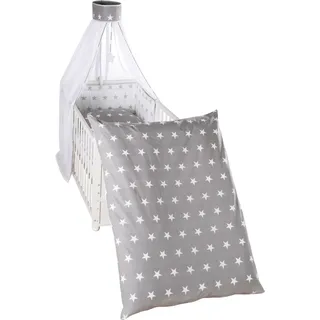 roba Kinderbettgarnitur "Little Stars, Baumwolle, grau