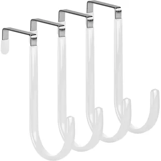 Elzle 4 Stück Türhaken zum Einhängen, Vielseitige Haken zum Einhängen, Kleiderhaken für die Türaußenseite, Garderobenhaken, Haken Edelstahl, Türgarderobe zum Einhängen(Weiße)