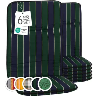 BEO Hochlehner Auflage 114 x 47 x 5 cm blau dunkelgrün gestreift 6-tlg.
