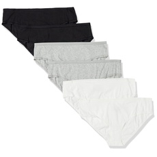 Amazon Essentials Damen Hipster-Unterwäsche Baumwolle (Erhältlich in Übergröße), 6er-Pack, Grau Meliert/Schwarz/Weiß, 6XL Große Größen