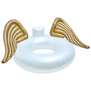 CKB LTD Aufblasbarer Schwimmring Pool Float mit goldenen Engelsflügeln Aufblasbarer Schwimmbad schwimmt schwimmt Sommer Urlaub Neuheit Schwimmschläuche Ringe für Erwachsene, Weiß und Gold