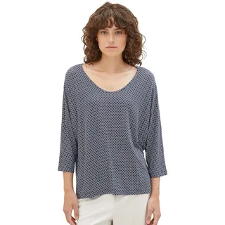 TOM TAILOR Damen 1038866 T-Shirt mit Muster, 32108-navy Geometrical Design, XL