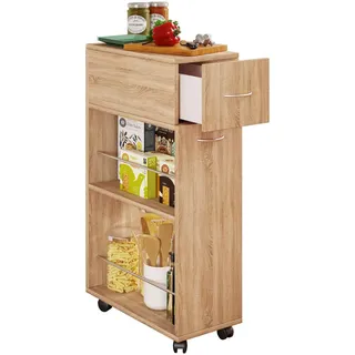 VCM Küchenbuffet VCM "Nische Küchenwagen Sevierwagen Tusal Schublade", braun Sonoma eiche), B:25cm T:50cm, Obermaterial: 100% Holz Wood., Rollwagen, Küchenbuffet