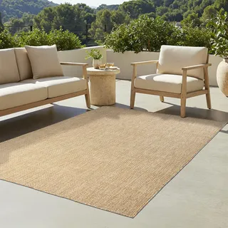 Tapiso Teppich YUCANA Outdoor Beige Balkon UV-beständig 60 x 100 cm - Beige