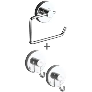 Wenko Vacuum-Loc® Toilettenpapierhalter Milazzo & Haken, 3-tlg., Befestigung ohne Bohren