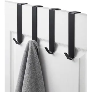 MDCASA Türhaken zum Einhängen 4er-Set mit Filzpad, 15mm Schwarz | Kleiderhaken, Garderobenhaken und Handtuchhalter für die Tür, für alle Türen, bis 10 kg je Haken, Filzpad, ohne Bohren