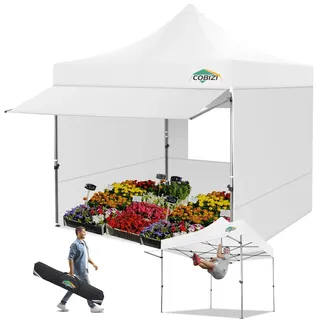 COBIZI Pavillon 3x3 Wasserdicht Stabil Winterfest Faltpavillon 3x3 Partyzelt Hardtop Pavillon Klappbar 3x3m Mit Seitenwnden Pop Up Pavillion Uv-Schutz, Weiß