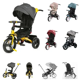 Lorelli Tricycle Jaguar 4 in 1 Schiebestange Sitz drehbar, verstellbar, Faltdach schwarz - Schwarz