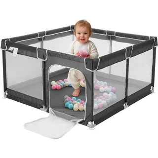 Navaris Faltbarer Laufstall XXL - 130x130 cm - Laufgitter Baby - Laufstall Baby faltbar - Baby Playpen - Laufgitter klappbar - Kinder Laufstall - Große Spielfläche für 0-2 Jahre