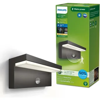 Philips Outdoor Ultra-Efficient Bustan Wandleuchte 3.8W, Bewegungssensor anthraz
