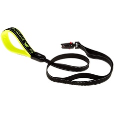 Ferplast Hundeleine Sport DOG MATIC, Hundeleine für Mittelgroße Hunde, Innovativer Karabiner mit Magnetmechanismus, Gepolsterter Griff,Verstellbare und Reflektierend, aus Nylon, 120 cm, Gelb