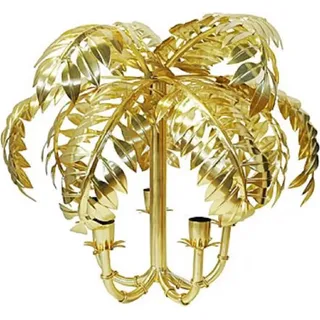 Casa Padrino Designer Hängeleuchte Palme Antik Messing 63 x 63 x H. 57 cm - Edelstahl Pendelleuchte - Wohnzimmer Lampe