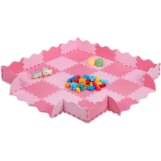 Relaxdays Puzzlematte mit Rand, pink/rosa, 1 x 31.5 x 31.5 cm