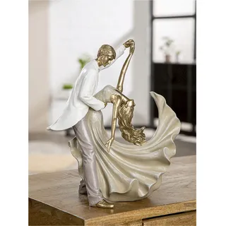 Gilde Figur Salsa Tänzer aus Kunstharz, goldfarben, metallische Optik, 28x29x14 cm