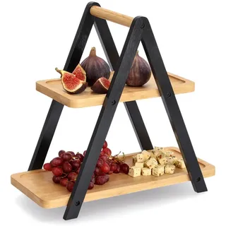 Zeller 2-stöckige Etagere 32 cm Holz Schwarz