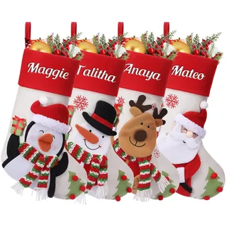 papasgix Weihnachtsstrumpf Personalisiert Großer Nikolausstrumpf mit Namen Weihnachtssocken Kamin Geschenktasche Nikolaussocke für Feiertags Familienparty Dekoration(Bunt L,1pc)