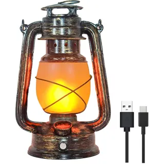 ACMHNC LED Laterne Vintage Batteriebetrieben, LED Laternen für draußen Gartendeko, USB Aufladbar Laterne Retro Sturmlaterne für Outdoor, Garten, Camping, Flackerflamme Gartenlaterne, Leicht