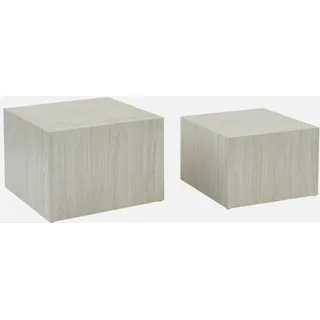 sweeek - 2er-Set quadratische Couchtische mit Marmorlook - Weiß - Weiß