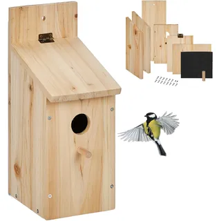 Relaxdays Nistkasten , Hellbraun , Holz, , 11.5x29.5x17 cm, , Dekoration, Gartendeko