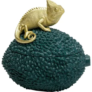 Kare Design Deko Dose Chameleon, Gold/Petrol, 20x20x16 cm | fürs Wohnzimmer, vielseitig kombinierbar