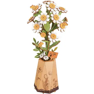 Rolife 3D Puzzle Blumen Blumenstrauß hölzerne Blüte Handwerk Modell Kits für Erwachsene Ewige Blumen romantisches Geschenk für ihren Geburtstag/Valentinstag/Muttertag (Kamille)