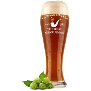 polar-effekt Bierglas mit Gravur Weizenbierglas 0,5l - Geschenke für Männer - personalisierte Weizenglas - Geschenkidee Vatertagsgeschenk für Mann Real Gentleman