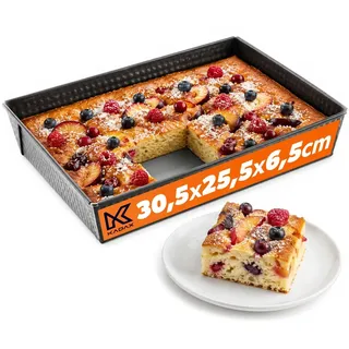 KADAX rechteckige Backform, Backblech in 3 Größen, hohe Blechränder für Kuchen, Toastbrot, Käsekuchen, Brownie, pflegeleichte Kastenform, Wärmeverteilung (30,5 x 25,5 cm, Schwarz)