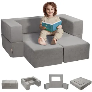Vevor Kindersofa 4-teilig Chenille dunkelgrau