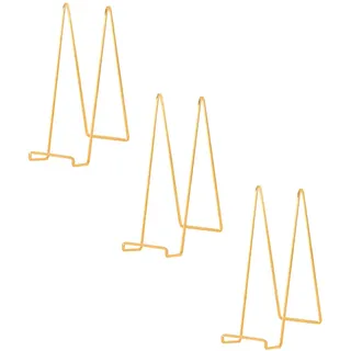 Staffelei Aufsteller Teller Ständer Groß - Tellerständer Metall für schwere Dekoteller - Superhoher Tellerhalter - Eisen Halterung fuer Buch | Bilderrahmen | Plakette - Golden - 3 Stück - 30,5 cm