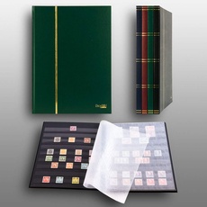 Prophila Collection 16 Schwarze Seiten A4 Briefmarken-Einsteckbuch grün