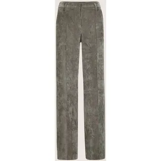 Cordhose MADELEINE "Cordhose Weite Cordhose mit Bügelfalten", Damen, Gr. 18, N + K Gr, grau (graphit), Obermaterial: 82% Polyester PES. 15% Polyamid PA. 3% Elasthan EL., Modern, normal, Hosen Cordhose, Weite Cordhose mit Bügelfalte